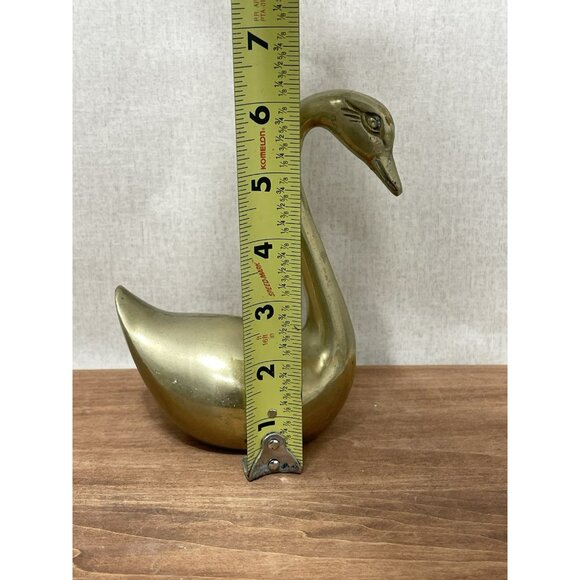 Vintage Mid Century Brass Swan Figurine 6 Inch - Picture 3 of 7